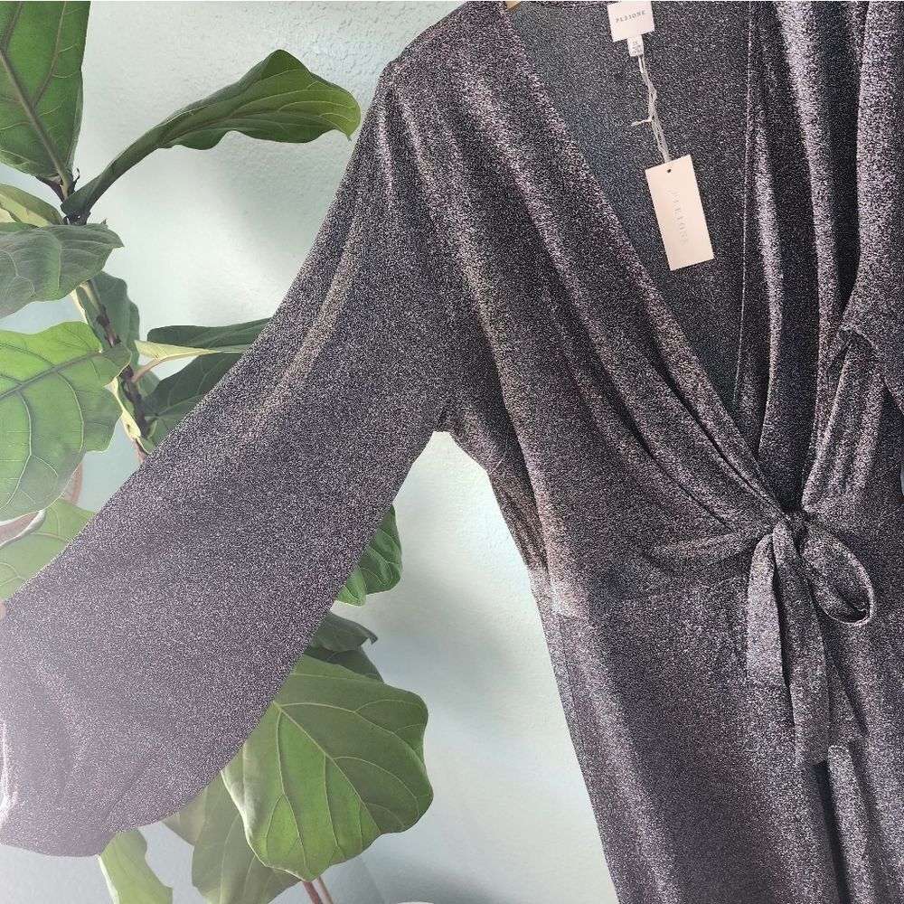 PLEIONE Metallic faux wrap midi dress - Picture 10 of 16